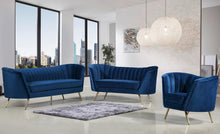 Load image into Gallery viewer, Margo Navy Velvet Sofa
