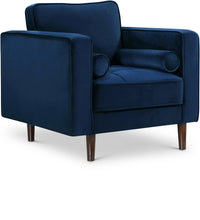 Load image into Gallery viewer, Emily Navy Velvet Chair