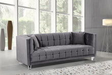 Load image into Gallery viewer, Mariel Grey Velvet Sofa