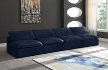 Load image into Gallery viewer, Cozy Navy Velvet Cloud Modular Armless Sofa