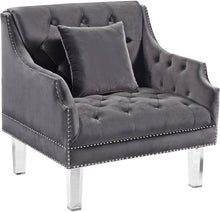 Load image into Gallery viewer, Roxy Grey Velvet Chair