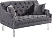 Load image into Gallery viewer, Roxy Grey Velvet Loveseat