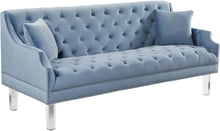 Load image into Gallery viewer, Roxy Sky Blue Velvet Sofa
