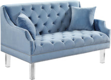 Load image into Gallery viewer, Roxy Sky Blue Velvet Loveseat