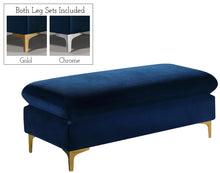 Load image into Gallery viewer, Naomi Navy Velvet Ottoman