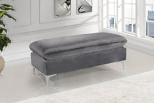 Load image into Gallery viewer, Naomi Grey Velvet Ottoman
