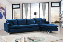 Load image into Gallery viewer, Naomi Navy Velvet 2pc. Reversible Sectional