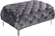 Load image into Gallery viewer, Mercer Grey Velvet Ottoman