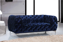 Load image into Gallery viewer, Mercer Navy Velvet Loveseat