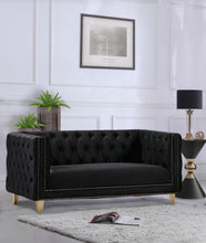 Load image into Gallery viewer, Michelle Black Velvet Loveseat