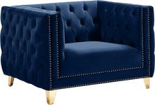 Load image into Gallery viewer, Michelle Navy Velvet Chair