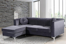 Load image into Gallery viewer, Eliana Grey Velvet 2pc. Reversible Sectional