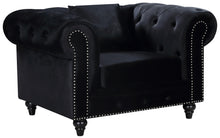 Load image into Gallery viewer, Chesterfield Black Velvet Chair