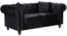 Load image into Gallery viewer, Chesterfield Black Velvet Loveseat