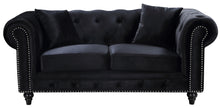 Load image into Gallery viewer, Chesterfield Black Velvet Loveseat