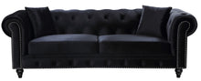 Load image into Gallery viewer, Chesterfield Black Velvet Sofa