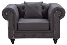 Load image into Gallery viewer, Chesterfield Grey Linen Chair