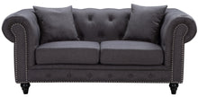 Load image into Gallery viewer, Chesterfield Grey Linen Loveseat