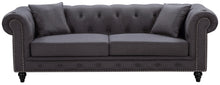 Load image into Gallery viewer, Chesterfield Grey Linen Sofa