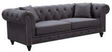 Load image into Gallery viewer, Chesterfield Grey Linen Sofa