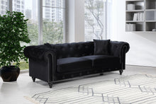Load image into Gallery viewer, Chesterfield Black Velvet Sofa