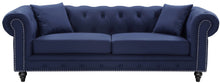 Load image into Gallery viewer, Chesterfield Navy Linen Sofa