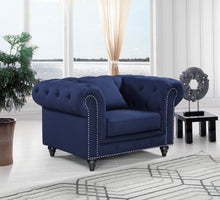 Load image into Gallery viewer, Chesterfield Navy Linen Chair