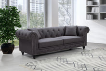 Load image into Gallery viewer, Chesterfield Grey Linen Sofa