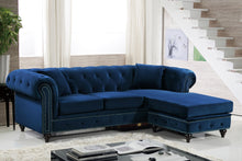 Load image into Gallery viewer, Sabrina Navy Velvet 2pc. Reversible Sectional