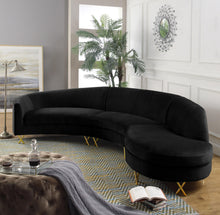 Load image into Gallery viewer, Serpentine Black Velvet 3pc. Sectional