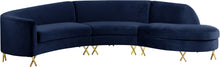 Load image into Gallery viewer, Serpentine Navy Velvet 3pc. Sectional
