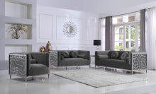 Load image into Gallery viewer, Opal Grey Velvet Sofa
