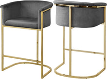 Load image into Gallery viewer, Donatella Grey Velvet Stool