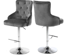 Load image into Gallery viewer, Claude Grey Velvet Adjustable Stool