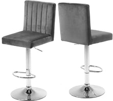 Load image into Gallery viewer, Joel Grey Velvet Adjustable Stool
