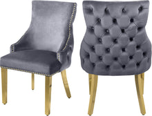 Load image into Gallery viewer, Tuft Grey Velvet Dining Chair