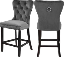 Load image into Gallery viewer, Nikki Grey Velvet Stool
