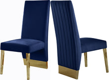 Load image into Gallery viewer, Porsha Navy Velvet Dining Chair