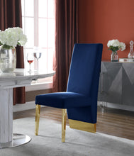 Load image into Gallery viewer, Porsha Navy Velvet Dining Chair