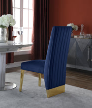 Load image into Gallery viewer, Porsha Navy Velvet Dining Chair