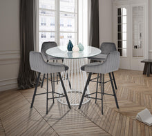 Load image into Gallery viewer, Viviene Grey Velvet Stool