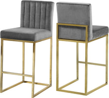 Load image into Gallery viewer, Giselle Grey Velvet Stool