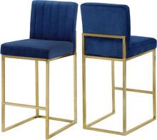 Load image into Gallery viewer, Giselle Navy Velvet Stool
