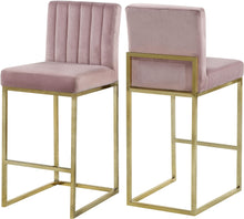 Load image into Gallery viewer, Giselle Pink Velvet Stool