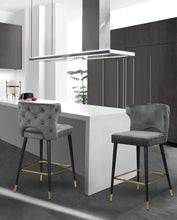 Load image into Gallery viewer, Kelly Grey Velvet Stool