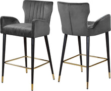 Load image into Gallery viewer, Luxe Grey Velvet Stool