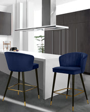Load image into Gallery viewer, Cassie Navy Velvet Stool