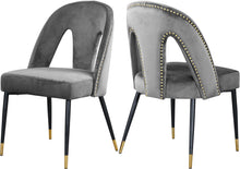 Load image into Gallery viewer, Akoya Grey Velvet Dining Chair