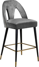 Load image into Gallery viewer, Akoya Grey Velvet Stool