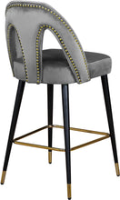 Load image into Gallery viewer, Akoya Grey Velvet Stool